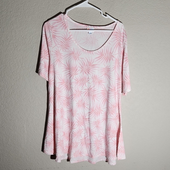 LuluRoe Shirt Size XL Pink Palm Print Women's Top Top Aline Spring - Picture 1 of 9